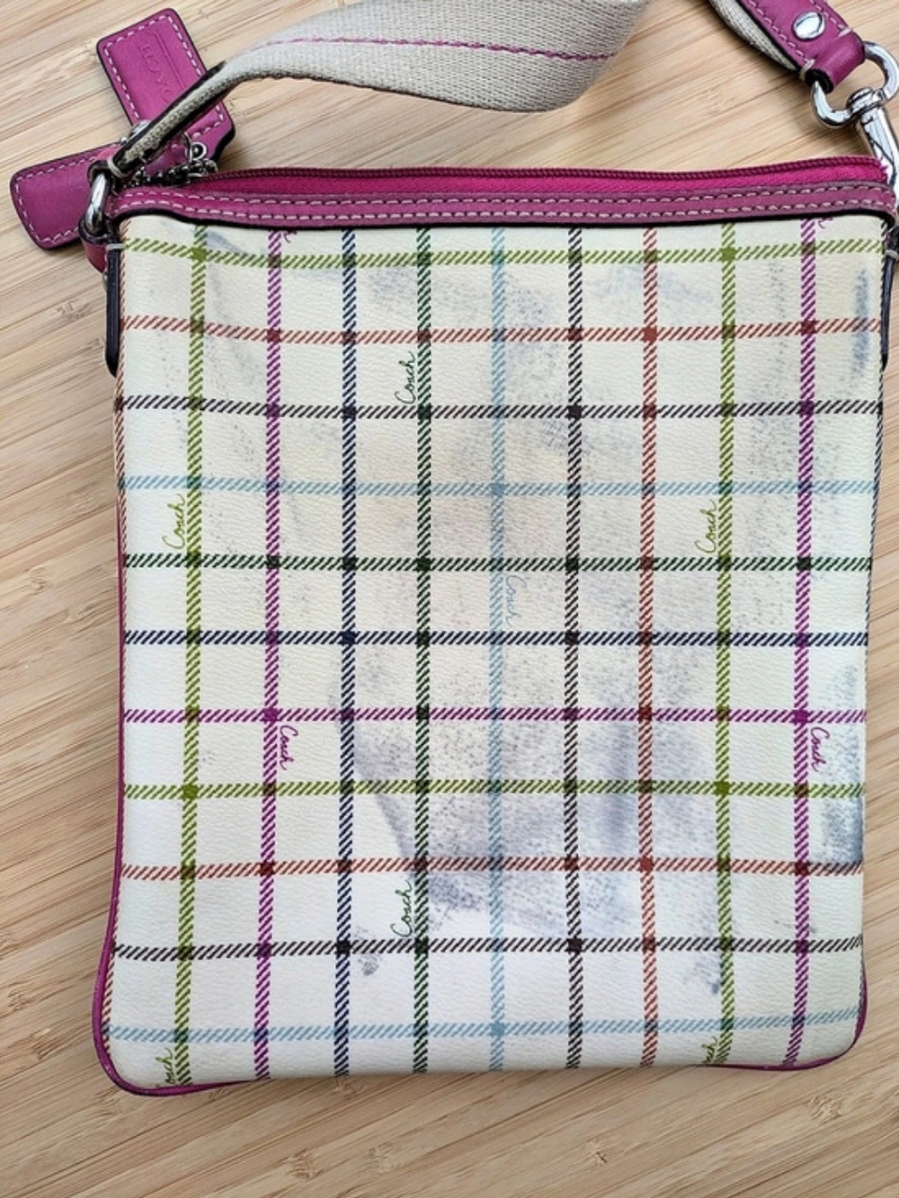 Coach Plaid Crossbody Bag in Pink & White - Picture 3 of 6